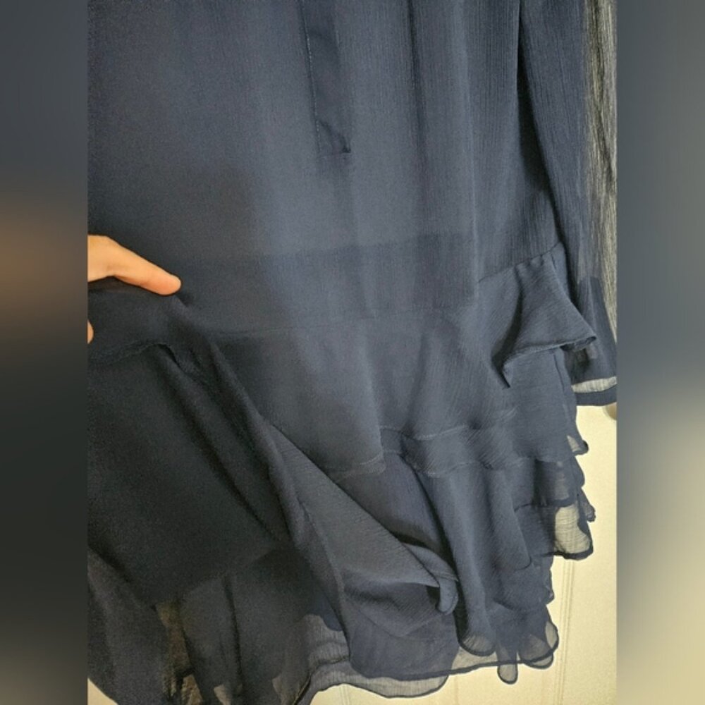 Sheer Navy Blue Dress with bottom ruffles - Picture 5 of 7